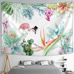 Tapestries Sika deer plant tapestry wall hanging Bohemian subtropical landscape animal background fabric psychedelic home decoration