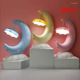 Table Lamps 2PCS Moon Boat Lamp Portable Usb Charging Eye Protection Gifts For Household Birthdays Baby Feeding Light