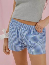 Women's Shorts Women S Lounge Y2k Slim Fit High Waist Plaid Print Pyjama Bottoms Boxer Elastic Boxers Streetwear
