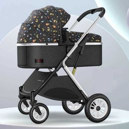Strollers# New Baby Stroller Cute Cartoon Dinosaur Cariage High Landscape Foldable Bassinet Puchair Carry on Pram H240514