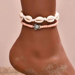 Anklets 2Pcs/Set Bohemia Natural Shell Tortoise For Women Fashion Summer Beach Barefoot Foot Chain Bracelet On Leg Ankle Jewellery