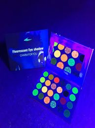 Fluorescent Halloween Eyeshadow Palette 24 Colors Glow in Dark Eye Shadow Palettes Glitter Neon Pigmented Bright Colorful Matte Sh9550887