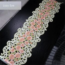 Table Cloth Hollow Embroidery Rose Jacquar Tablecloth Coffee Cup Mat Cover Runner Place Wedding Blanket Antependium