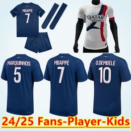 24 25 Maillot MBAPPE Soccer Jerseys Kids Kit 23/24 Player Version 2024 2025 Maglia Paris Home Away Football Shirt HAKIMI FABIAN VITINHA O DEMBELE