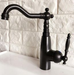 Kitchen Faucets Wet Bar Bathroom Vessel Sink Faucet Black Oil Rubbed Bronze One Handle Swivel Spout Mixer Tap Single Hole Mnf374