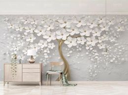 Elegant White flower Wallpaper Luxury Jewellery 3D Custom Wall Mural Wall Painting for Wedding Room TV Background Ceiling Bedroom li8704550