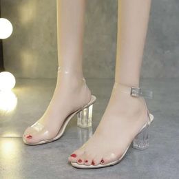 2024 Women High Sandals Summer Heel Thick Transparent Belt PVC Closed Toe Ladies Sandal Heels Sandaleas Plus Sizesandals 161 s eas saa ea ea aa