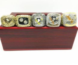 5pcs ring PITTSBURGH PENGUINS CUP Hockey CHAMPIONSHIP RING Set Men Fan Souvenir Gift Wholesale6073790
