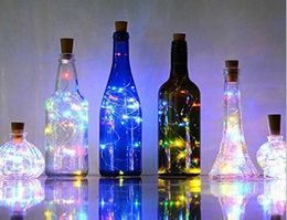 2M 20 LEDS Wine Bottle Lights With Cork Built In Battery LED Cork Shape Silver Copper Wire Colorful Fairy Mini String Lights Scb48883451