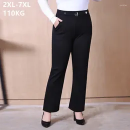 Women's Pants Spring Autumn Formal Women Big Large Size 7XL 6XL 5XL Plus Loose Lady Office Stretched Elastic Waist Black Girl Clothing
