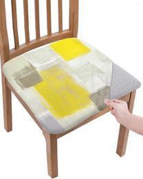 Chair Covers Yellow Smear Paint Square Painting Wall Graffiti Elastic Seat Cover For Slipcovers Home Protector