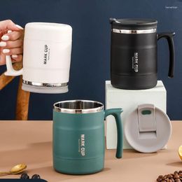 Mugs Coffee Leak Proof Insulated Water Cup Stainless Steel Tumbler With Folding Spoon Double Wall Vacuum Milk Mug Kitchen Drinkware
