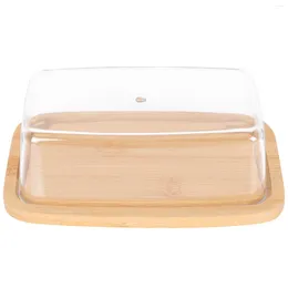 Dinnerware Sets Vegetable Butter Box With Lid Dish Cake Server Plate Bamboo Container For Fridge