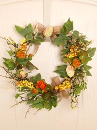 Decorative Flowers Easter Artificial Flower Wreath Decorations Festival Party Home Window Door Wall Hanging Garland Ornament Supplies