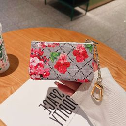 Keychain Wallet Luxury Women Men Designer Fashion Leather Pouch Keyrings Brand Colourful Flower Zipper Coin Credit Card Holder Bag Accessoires ggitys S963