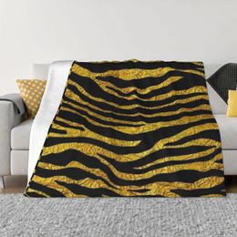 Blankets Tiger King Of The Forest Animal Blanket Flannel Decoration Gold Stripes Portable Home Bedspread