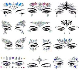 3D Crystal Glitter Jewels Tattoo Stickers Women Fashion Face Body Eye Gems Gypsy Festival Adornment Makeup Beauty Sticker8811030