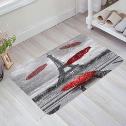 Carpets Paris Eiffel Tower Red Umbrella Floor Mat Entrance Door Living Room Kitchen Rug Non-Slip Carpet Bathroom Doormat Home Decor