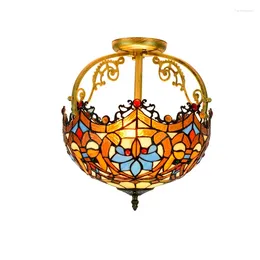 Ceiling Lights European Style Retro Classic Warm Color Love Corridor Semi Lamp Tiffany Stained Glass Bar Cafe Led Art Light