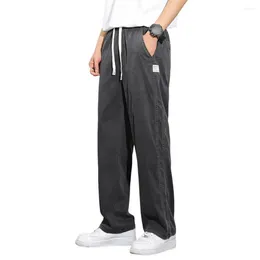 Men's Pants Men Traning Bottoms Japanese Style Wide Leg Sweatpants With Side Pockets Drawstring Waist Solid Colour Gym For Jogging