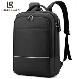 Backpack High Quality Anti-theft Lock Men Nylon Large Capacity USB Charging Laptop Reflective Stripe Design Bag