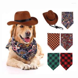 Dog Apparel Funny Western Cowboy Hat Practical Pet Triangle Scarf Universal Retro Doll Cat Decoration Accessories Supplies