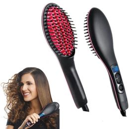 Electric Heating Comb Professional Hair Straightening Brush Adjustable Temperature Straightener Womens y240423