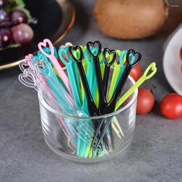 Disposable Flatware 150Pcs/lot Mini Clear Transparent Forks BBQ Stis Home Dining Plastic Food Cake Fruit Fork Pis Skewer Set For Part