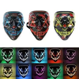 Halloween 10 LED -färger Scary Cosplay Light Up El Wire Horror Mask för Festival Party RRE14601