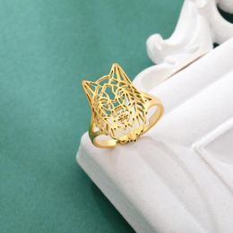 Cluster Rings Sipuris Wolf Animal For Men Stainless Steel Gold Color Hip Hop Vintage Bohemia Ring Jewelry Anniversary Gifts Wholesale