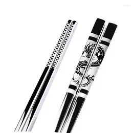 Disposable Flatware 1pair Stainless Steel Anti Skid Dragon Chopsticks Sushi Metal Iron Portable Chinese Healthy Food Stick For Set