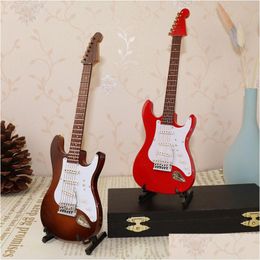 Decorative Objects Figurines Wooden Musical Instruments Collection Ornaments Mini Electric Support Miniature Model Decoration Gift Dh7Og