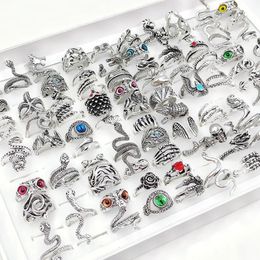 20/30/50 pieces/batch vintage punk snake rings suitable for women and men dragon animals devils eyes adjustable mix hip-hop gothic charm Jewellery 240429