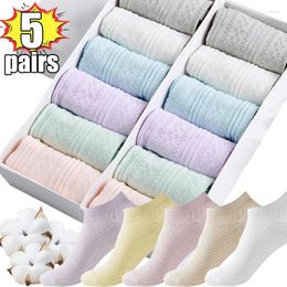 Women Socks 1pair/5pairs Ankle Ladies Invisible Sock Spring Summer Short Mesh Hosiery For Thin Cotton Breathable Boat