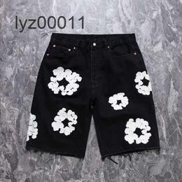 Flower jeans 2024 Mens luxury designer Mens shorts Jeans Men Jean flower Diamond Denim shortpants Slim Mens jeans street Hip hop ER6Y