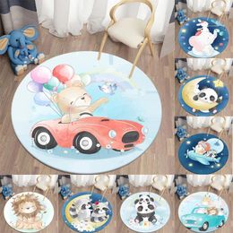 Carpets Cartoon Animal Pattern Carpet Floor Mat Children Bathroom Kitchen Living Room Bedroom Rug Round Non-slip Home Decor