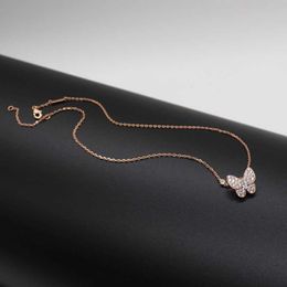 Designer Necklace Vanca Luxury Gold Chain Elegance Full Diamond Butterfly for Womens Unique Design Neckchain 18k Rose Gold Neckbone Chain HO99