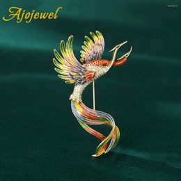 Brooches Ajojewel Crystal Enamel Bird Brooch For Women Phoenix Jewelry Chinese Style Clothes Pin Unique Gifts