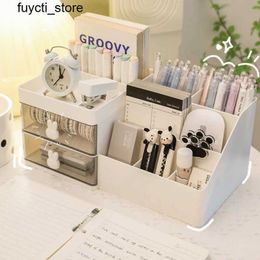 Storage Boxes Bins Desktop transparent cosmetic storage box desktop manager with drawer and pen holder used as a static storage rack for Office desktop S24513