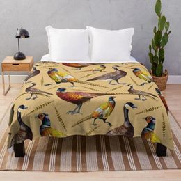 Blankets Vintage Brown Orange Colourful Pheasant Birds Pattern Throw Blanket For Baby Flannel Fabric Single