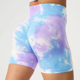 Active Shorts Tie Dye Yoga Women's Sweatpants Running Fitness Gym Sports Tights Workout Scrunch Bum Hip Lift Pants Booty