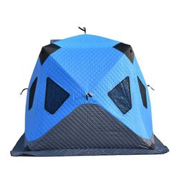 Tents and Shelters 3-4 people winter ice fishing tent outdoor camping thickened cotton to keep warm cold automatic super large snow proof tentQ240511