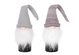 30 Pcs Christmas Cover Long Hat Plush Gnome Wine Bottle Cap Topper Holiday Dining Table Decorations Whole X21626103