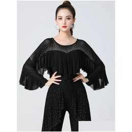 Stage Wear Ruffle Ballroom Pole Dance Clothing Ballet Standard Woman Tops Latin Costume Elegant Modern Festival Outfit Jazz Street D Dhdyc