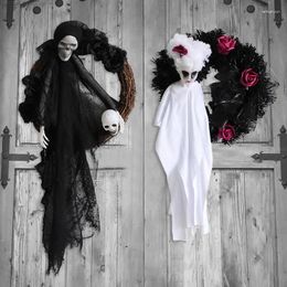 Decorative Flowers Halloween White Ghost Door Hanging Festival Horror Party Garland Decoration Haunted House Props