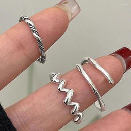 Cluster Rings BF CLUB 925 Sterling For Women Fashion Geometric Handmade Irregular Wave Line Ring Party Christmas Gift