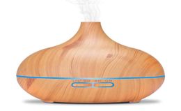 DHL Aromatherapy Essential Oil Diffuser bamboo Humidifier Wood Grain Ultrasonic Cool Mist Diffusers with 7 LED Colour light A057878563