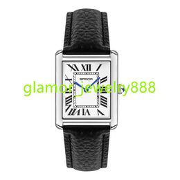 Sanda Rectangular Wristwatch for Women Silver Case Ladies Watches Luxury Brand Leather Band Quartz Business Clock for Men1108