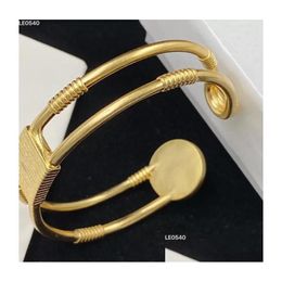 Cuff Fashion Gold Charm Bracelets Bangle For Women Mens Party Jewelry Couples Lovers Engagement Gift With Box Drop Delivery Dh71S