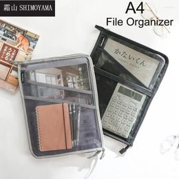 Storage Bags SHIMOYAMA 1/3pcs Mesh Zipper Pouch A4 Document Paper Bag School Office Supplies Portable File Folders Pencil Case Organizer